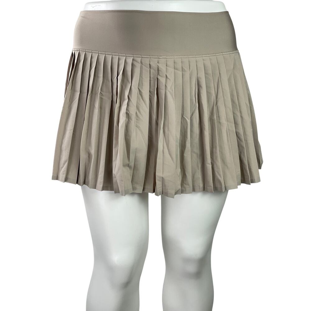 YPB Beige Pleated Activewear Tennis Athletic Skater Flared A-line Skirt Skort XL
